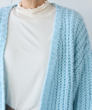 CRAFT STANDARD BOUTIQUE 洗える/フリンジニットカーディガン Sax