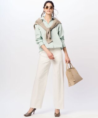 23区 L 【Oggi4月号掲載/洗える】CANCLINI クロップド シャツ [WEB限定]ミントストライプ