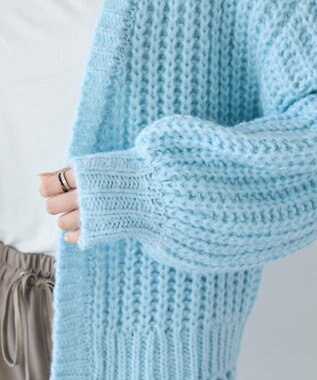 CRAFT STANDARD BOUTIQUE 洗える/フリンジニットカーディガン Sax