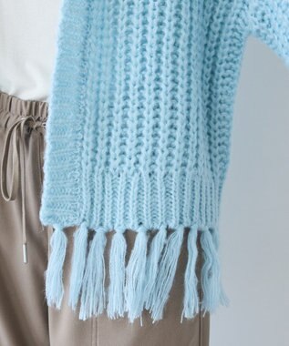 CRAFT STANDARD BOUTIQUE 洗える/フリンジニットカーディガン Sax