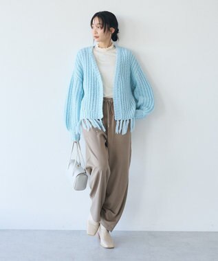CRAFT STANDARD BOUTIQUE 洗える/フリンジニットカーディガン Sax