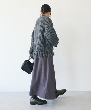 CRAFT STANDARD BOUTIQUE 洗える/フリンジニットカーディガン Charcoal Gray