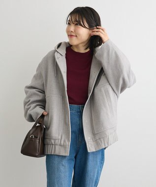 Green Parks ニットフード付きウーリーブルゾン