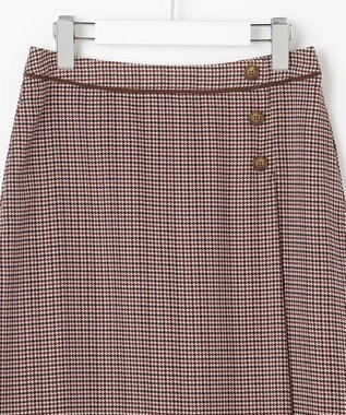 J.PRESS LADIES デシンハウンドトゥースプリント スカート ブラウン系