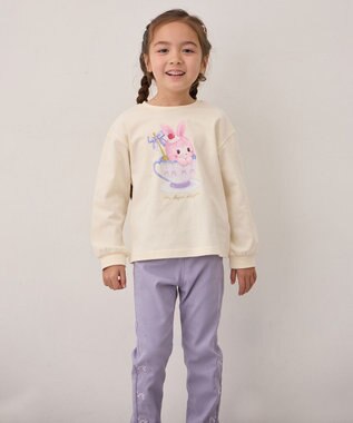 ANY KIDS アニマルモチーフ長袖Tシャツ エクリュ×うさぎ