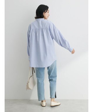 Green Parks ストライプレースアップシャツ Stripe