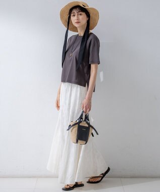 23区 S 【速乾性/汗じみ防止】半袖 クロップド IT Tシャツ ダークブラウン系