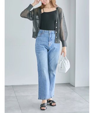 Te chichi Levita14GVネックカーディガン チャコールグレー