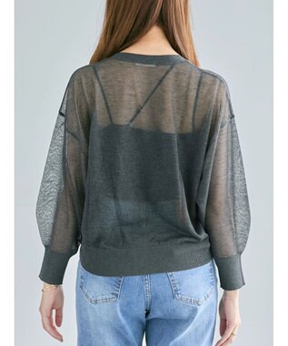 Te chichi Levita14GVネックカーディガン チャコールグレー