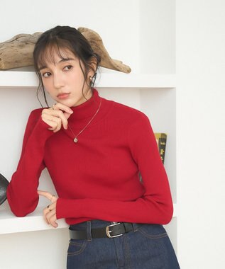 WEGO 【手洗い可】タートルネックニット レッド
