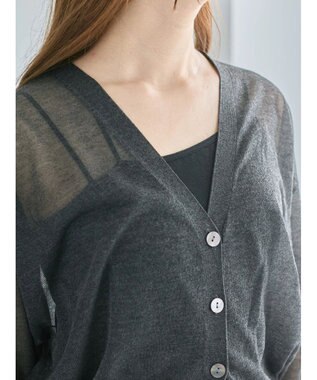 Te chichi Levita14GVネックカーディガン チャコールグレー