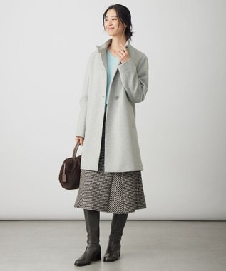 J.PRESS LADIES ウールシルク ハウンドトゥース フレア スカート ブラウン系