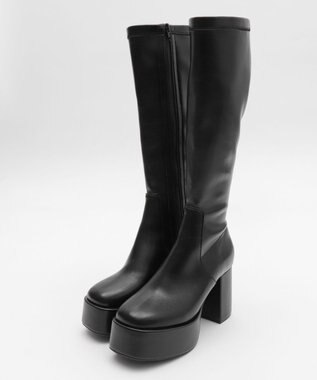 WEGO ストレッチヒールロングブーツ ブラック