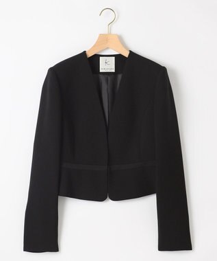 組曲 NOIR 【洗える】ウォッシャブルストレッチバックサテン ジャケット＋ワンピース ブラック系