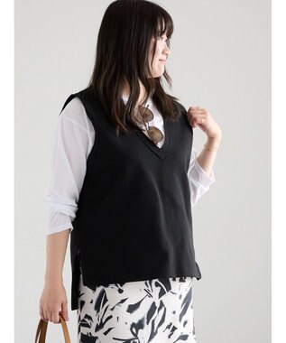 Te chichi Vネックニットベスト ブラック