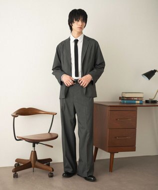 WEGO 【セットアップ対応】ワイドストレートスラックス グレーストライプ