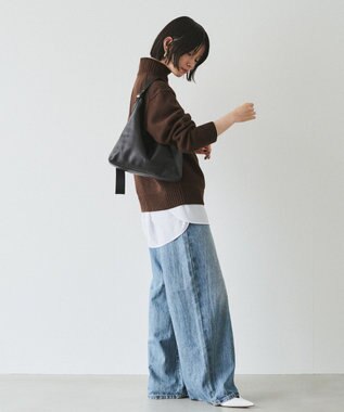 russet レザーホーボーバッグ M(CE-1658) Black