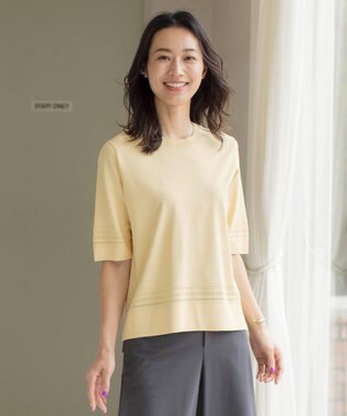 J.PRESS LADIES L 【洗える】レーヨンエリートストレッチ 編み柄 ニット イエロー系