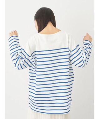 earth music&ecology Ｌｅｅ×ｅ．ｍ．ａ．ｅ　ＢＯＲＤＥＲ　Ｌ／Ｓ　ＴＥＥ Blue