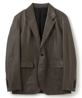 JOSEPH HOMME 新素材【シャツ感覚で羽織れる軽さ】シュリンクエアレザー　ジャケット ダークグリーン系