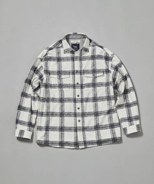JOSEPH ABBOUD MOUNTAIN 【SPACE／UNISEX】フランネルジャージーブロック シャツ ライトグレー系4