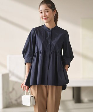  【WEB限定】コンパクトシャーティング ペプラムブラウス