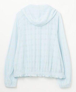 組曲 KIDS 【150-160㎝】【UVケア】オパールチェック パーカー サックスブルー系