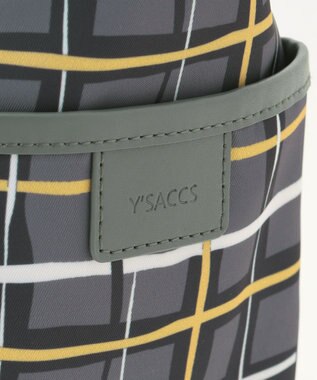 Y'SACCS ドローイングチェックトートバッグ グレー