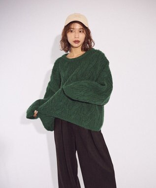 Green Parks ふわふわケーブルニットプルオーバー