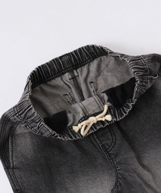 WEGO 【ウエストゴム/MLサイズ展開】ージーダブルニーパンツ デニムブラックソノタ