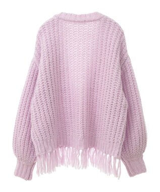 CRAFT STANDARD BOUTIQUE 洗える/フリンジニットカーディガン Purple