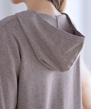 Tiaclasse メランジ配色フーディーニットチュニック モカ