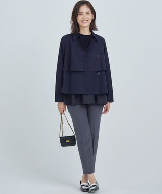 組曲 L 【WEB限定】ベーシックダブルクロス テーパードパンツ チャコールグレー系