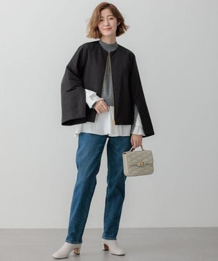 23区 【23区×Oggiコラボ /撥水加工】中綿 パディングタフタ ジャケット ブラック系