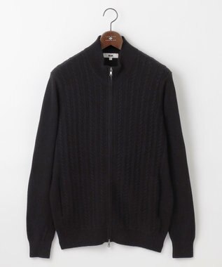 JOSEPH ABBOUD 【洗える・カシミヤブレンド】カシミヤブレンド ハイネック ジップ  カーディガン ブラック系