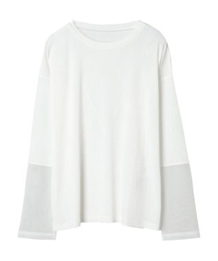 Green Parks 袖チュールドッキングプルオーバー Off White