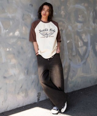 WEGO 【ユニセックス着用ITEM/MLサイズ展開】ヴィンテージライクラグラングラフィックT（SS） ブラウンその他