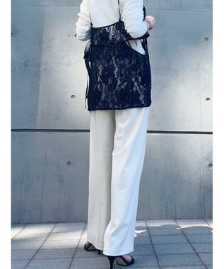 Green Parks AnriettMusee シャーリングスリーブＴシャツ＋レースキャミソールＳＥＴ Black