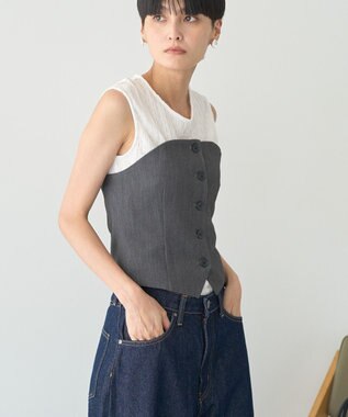 AMERICAN HOLIC 【2WAY】イージーケアフロントボタンビスチェ Gray Mixture