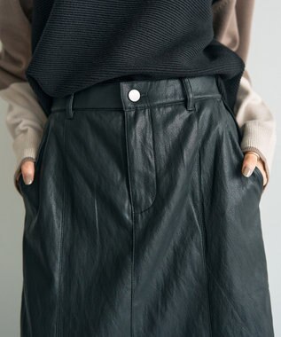 YECCA VECCA レザーライクマーメイドスカート Black
