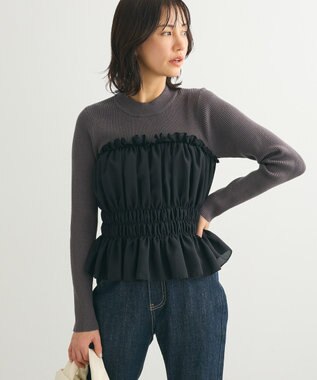 Green Parks ・ｓｗｉｎｇ　ｂｙ　ビスチェレイヤーハイネックニット Charcoal Gray