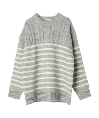 CRAFT STANDARD BOUTIQUE ケーブル×ボーダードッキングプルオーバー Border Gray