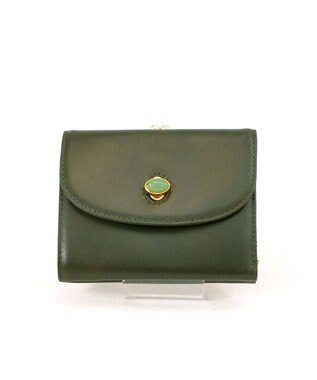 UNBILLION ペルケ perche ジェムストーンヒネリかぶせ二つ折り財布 グリーン