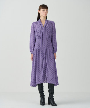 GRACE CONTINENTAL ドットラメジャガードドレス パープル