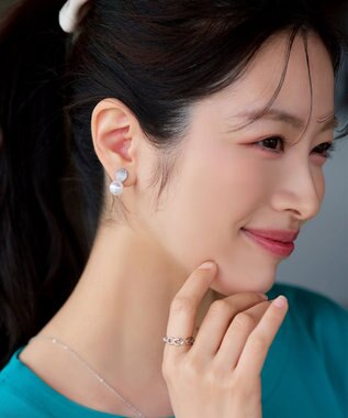 Tiaclasse 【金属アレルギー対応】グリッターパールピアス・イヤリング イヤリング：シルバー
