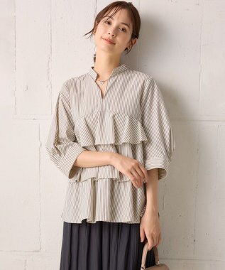 組曲 コンパクトシャーティングティアード ブラウス アイボリー系1