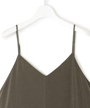 23区 L 【見上愛さん着用/洗える】スエーディーサテン キャミソール ワンピース カーキ系