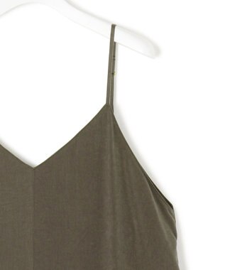 23区 L 【見上愛さん着用/洗える】スエーディーサテン キャミソール ワンピース カーキ系