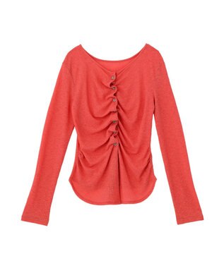 earth music&ecology 【予約】シアーワッフルタックボタントップス レッド