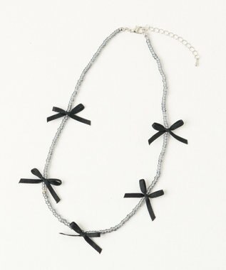 WEGO Lビーズサテンリボンネックレス ブラックその他